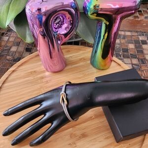 MILOR ITALY STEEL 585 14K YELLOW GOLD CABLE LOVE KNOT BRACELET